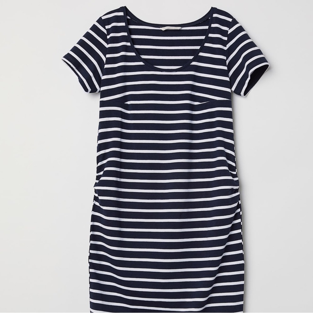Navy and White Striped Women's Top